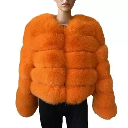 2024 moda damska sztuczne futra jesień zima kobiety krótkie lisy puszyste kurtki wysokiej jakości damskie C39