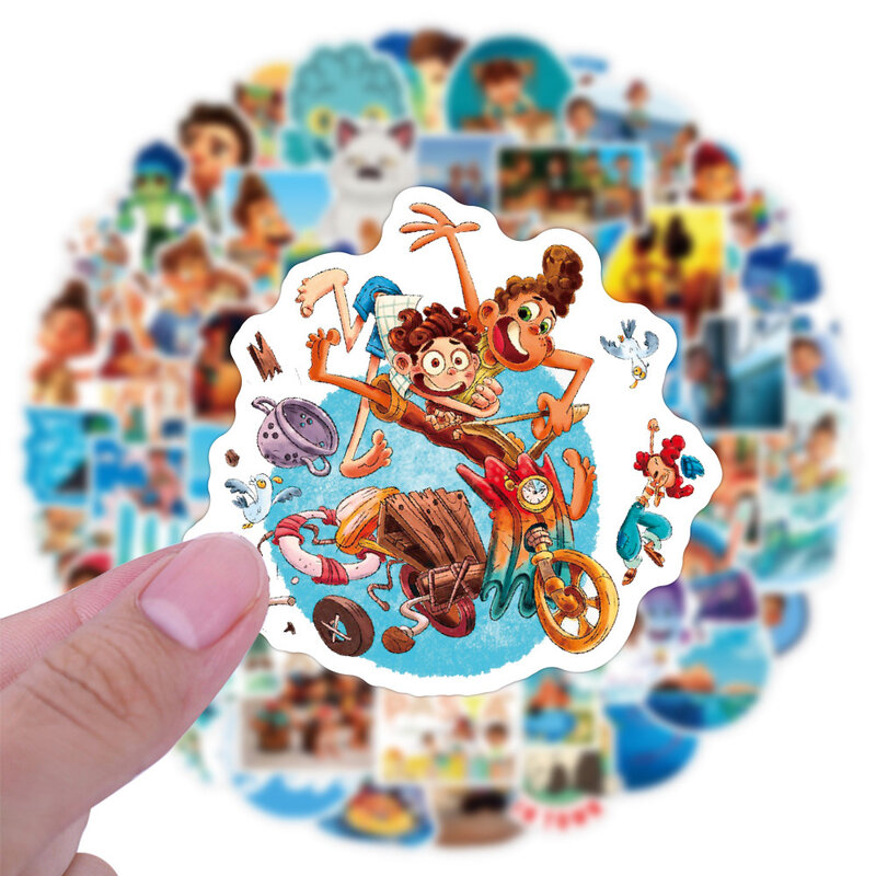 Pegatinas de películas animadas de Disney para niños, calcomanías de dibujos animados de Luca, 10/30/50/100 piezas, juguete DIY para teléfono, botella de agua, papelería