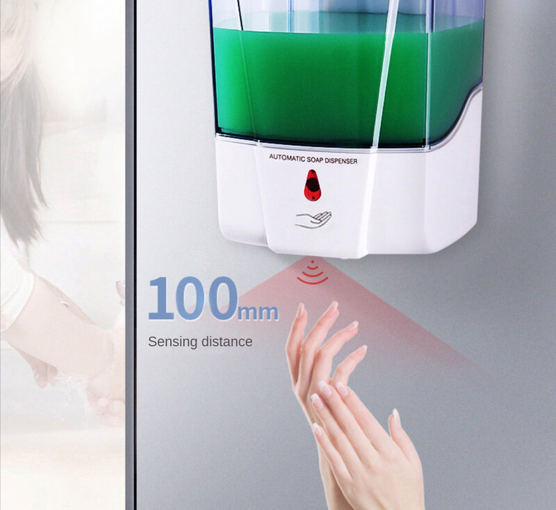 Inteligentny przyrząd do mycia rąk indukcyjnych 700ml upuszczający płyn/Spray bezdotykowy naścienny automatyczny mydło do czyszczenia alkoholu