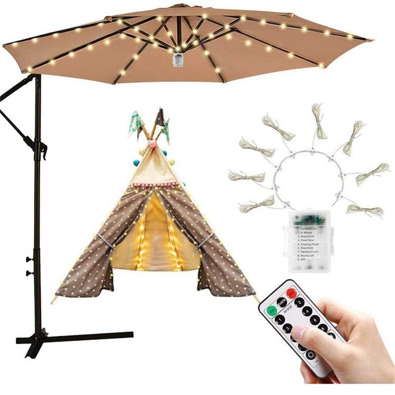 Outdoor Garden Umbrellas 104led Light Waterproof Color-changing Light With Remote Control For Patio Shade Beach Decoration