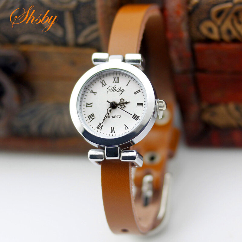 Часы Shsby женские из натуральной кожи, модные серебристые винтажные наручные, с римскими цифрами