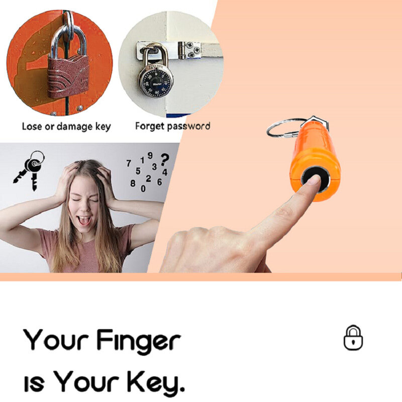 Gembok pintu sidik jari Mini cerdas, gembok kunci kabinet Anti Maling, gembok sepeda tahan air motif jari