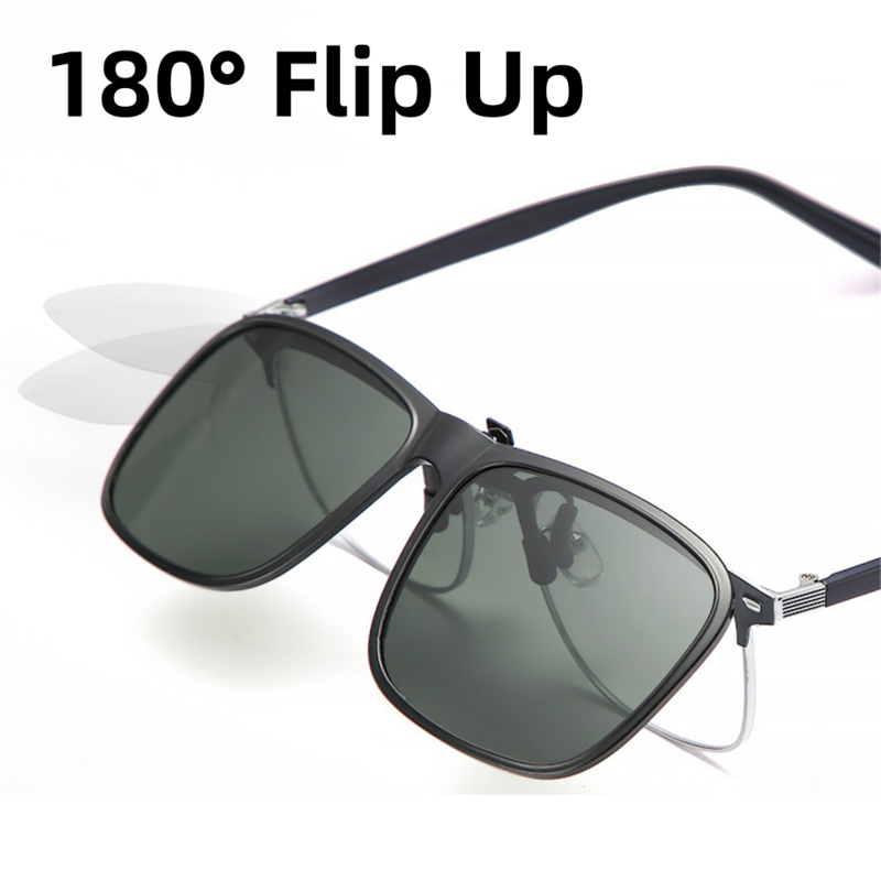 VIVIBEE-Polarizada Flip Up Clip Em Óculos De Sol Para Condução, Fotocromática Lente Anti-Reflexo, MyopiaSun Óculos, Motorista De Carro, Escuro, UV400