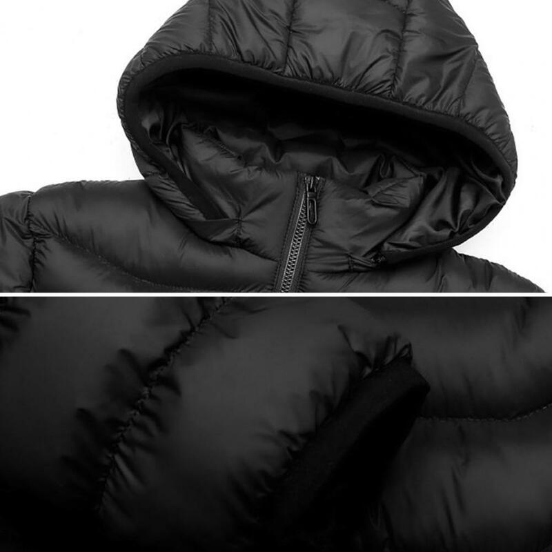Abrigo de invierno con capucha para hombre, cuello alto, protección de cuello, acolchado, cremallera, manga larga, chaquetas de algodón cálido