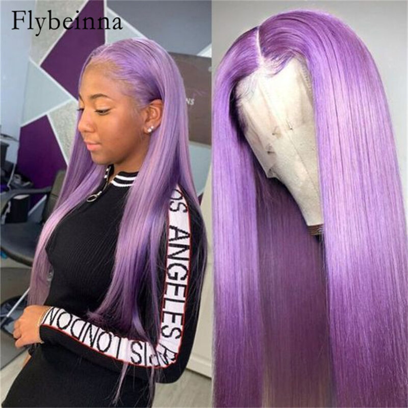 Light Purple Human Hair Wig 13x6 Straight Lace Front Wig 40 Inch Transparent Lace Front Wig  Purple Colored Brazilian Remy Wig
