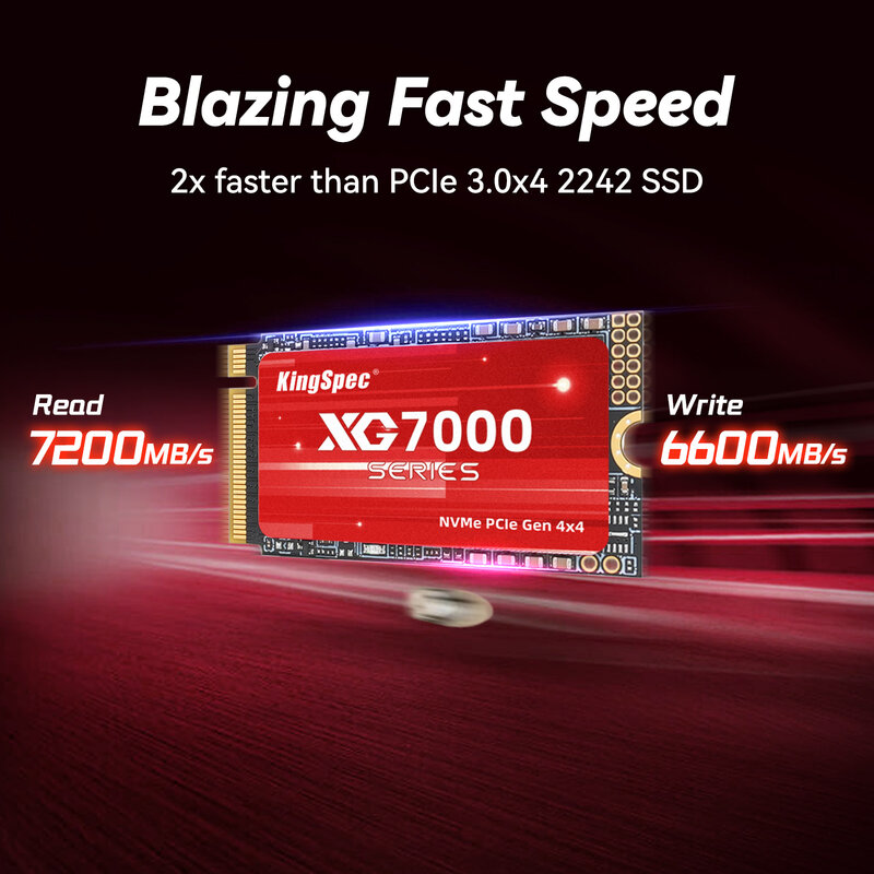 KingSpec 7400 MB/s M.2 SSD NVMe M.2 2242 4TB 2TB 1TB Internal Solid State Hard Disk M2 PCIe 4.0x4 SSD Drive untuk PS5 Laptop PC