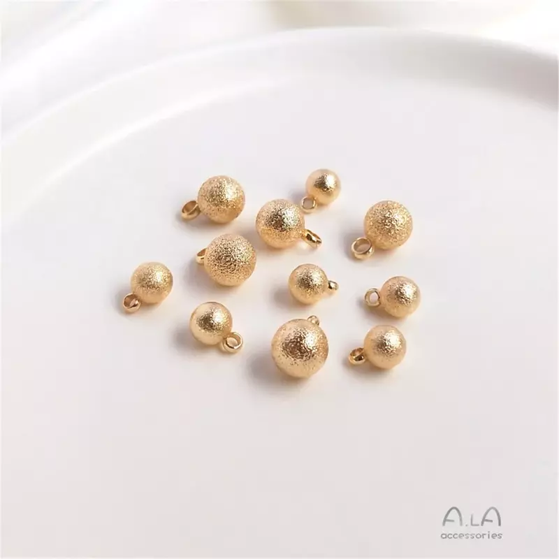 Sabbia scintillante in oro 14 carati piccole perline appese ciondolo con perline rotonde smerigliate bracciale fai da te collana con ciondolo accessori per orecchini
