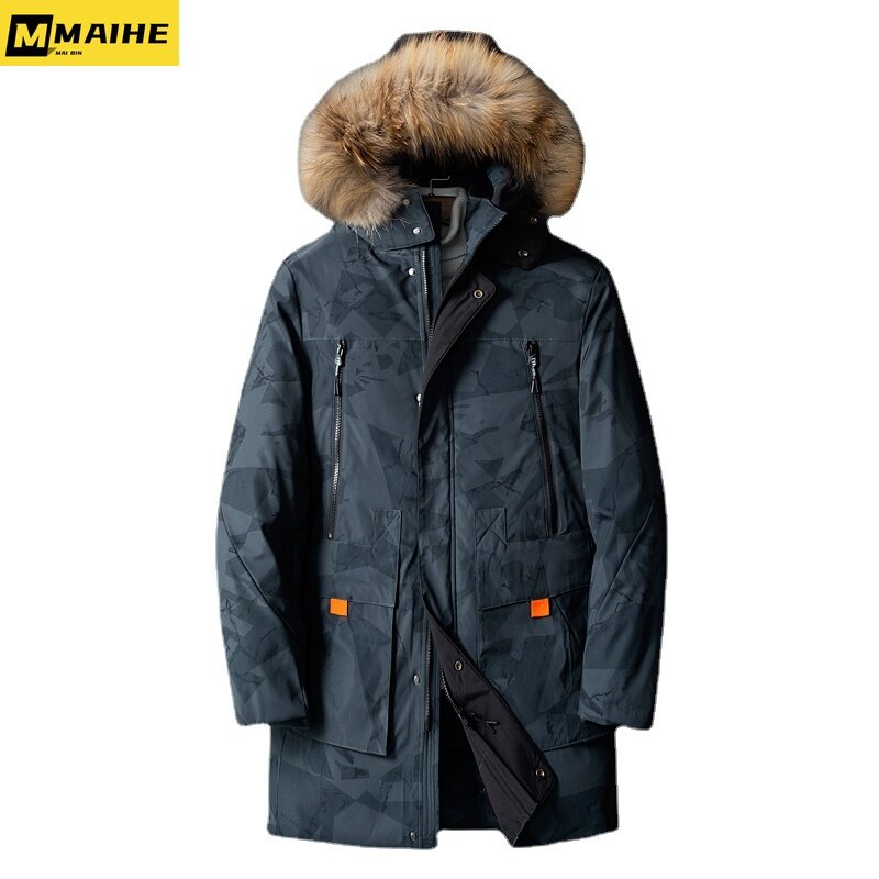 Men's Winter Parker Coat Thickened Warm Hooded Large Fur Collar Coat Outdoor Windproof Men's Work Clothes Plus Size 8XL