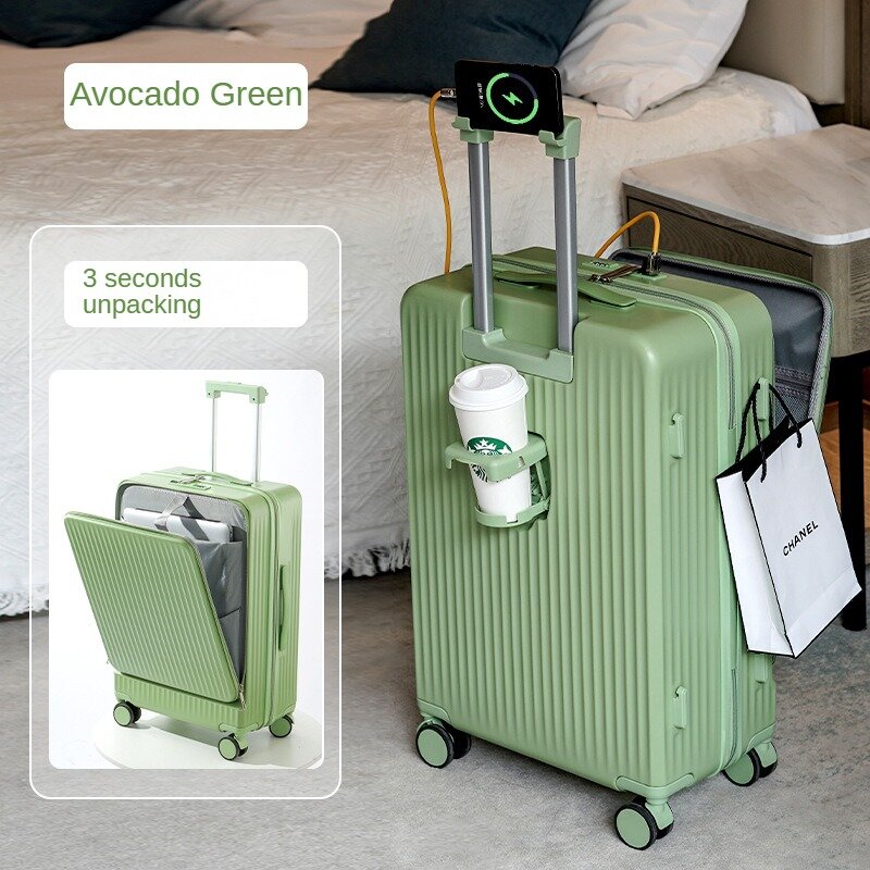 Tas koper Laptop multifungsi, koper mode bukaan depan bagasi Roda Universal untuk Laptop