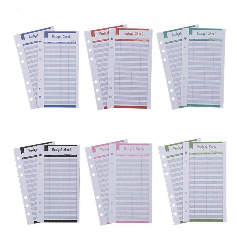 Budgetierung Lieferungen für Haushalte Binder Sheets Planer fügt 12 stücke mehrfarbige Spesen-Tracker-Blätter für 6 Ringe ein