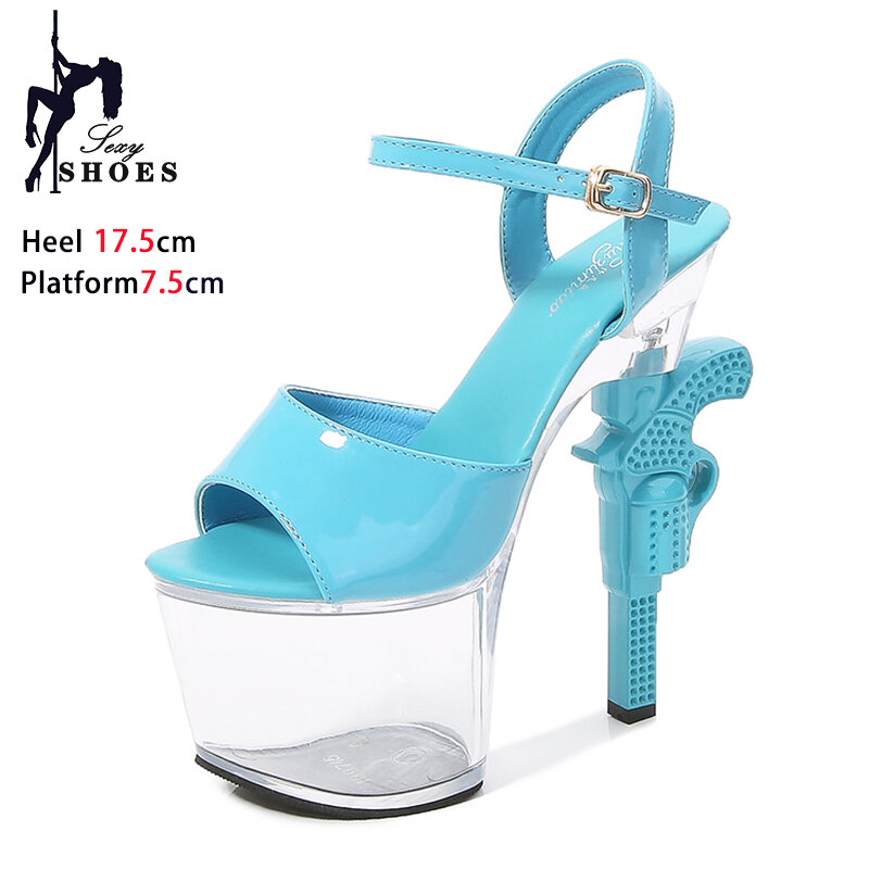 Silvery Stripper Pole Dance Shoes donna 7 pollici Fashion Gun Heel Sandals Summer Transparent Platform Model Walking Show tacchi alti