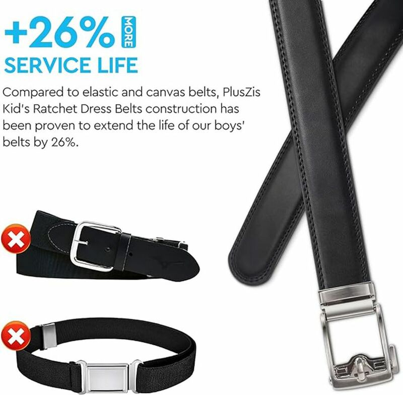Cinturón de cuero de fácil liberación para niños, cinturón de vestido de trinquete para niños, 1 pulgada de ancho para uso Formal y diario.