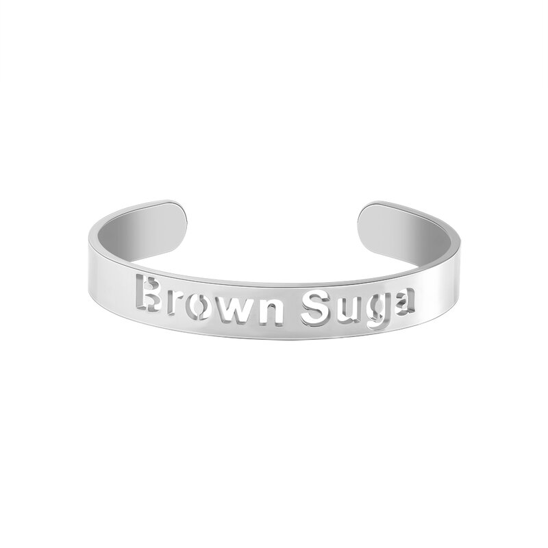 MYLONGINGCHARM  Brown Suga Bracelet 10mm withness Stainless Steel Cuff  Bangle Cutout Brown Suga Bangle