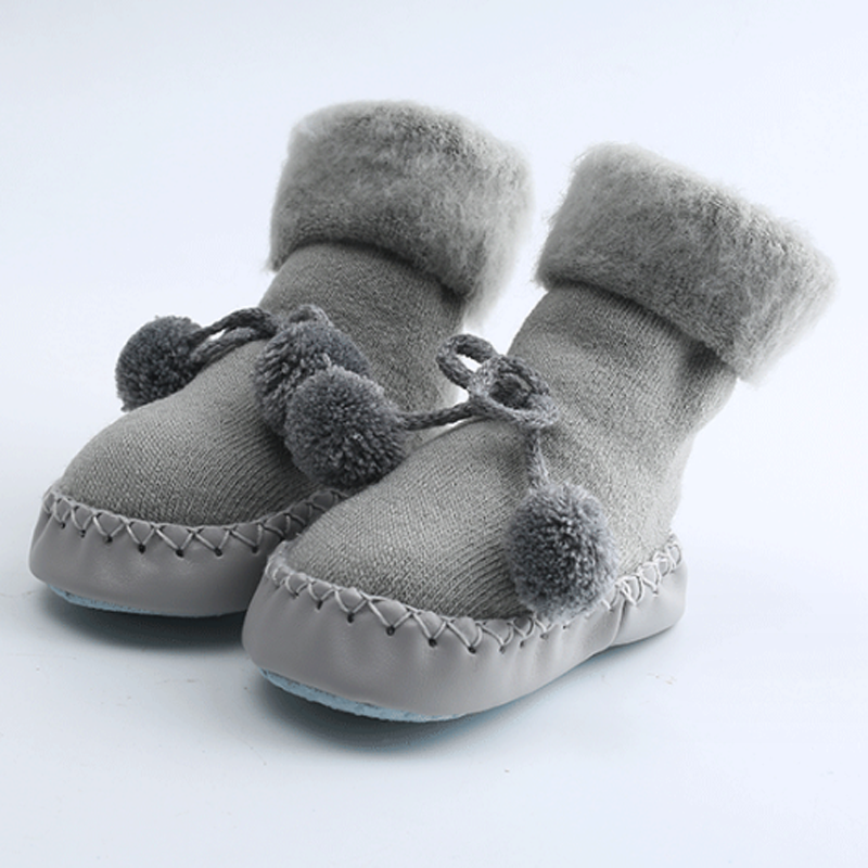 Sapatos de caminhada antiderrapantes, meias de bebê, meias quentes para meninos e meninas, novo