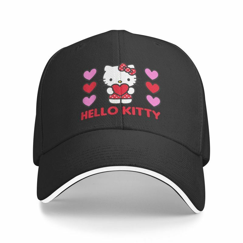 مرحبا كيتي قبعة بيسبول للرجال والنساء ، شخصية وقابلة للتعديل ، قبعة أبي الكبار ، الهيب هوب ، الكلاسيكية ، قلوب ، عيد الحب