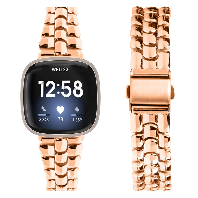 Elegante Metalen Horlogeband Voor Fitbit Versa 3/Versa 4 Band Armband Voor Fitbit Sense/Sense 2 Polsband Stalen Ketting Vervanging