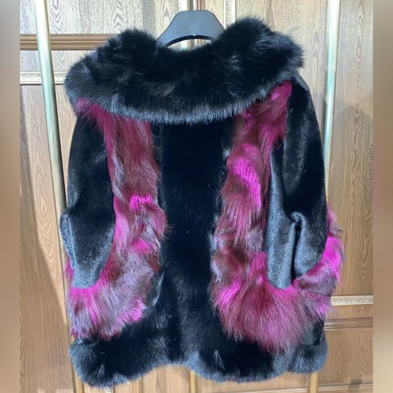 European Winter Clothes Women Warm Long Sleeve Mid-Length Fox Fur Jacket Casual Western Style Thicken Fur Coat Jaqueta Feminina
