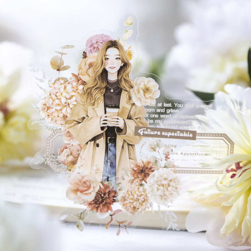 Autocollant l'horloge message rétro, série La Romance d'un bouquet de fleurs, 6 paquets, uno