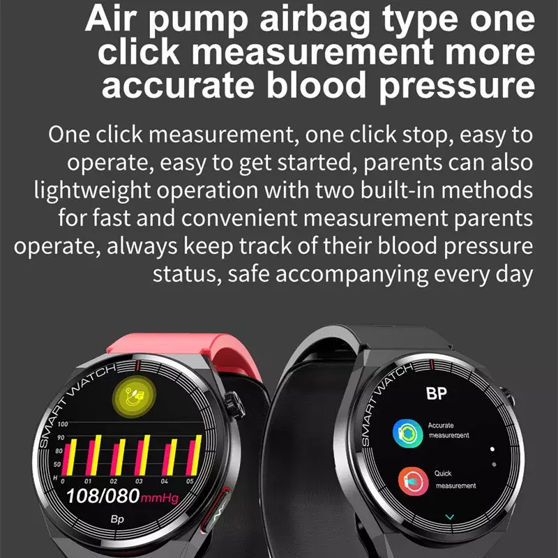 Смарт-часы TK62 с воздушной подушкой, насосом, подушкой безопасности, ЭКГ, кровяным давлением, липидами, мониторингом здоровья для мужчин и женщин, умные часы