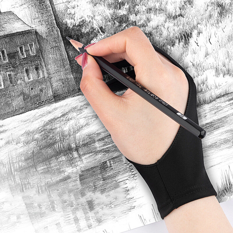 Anti-Touch Dois Dedo Mão Pintura Luvas para Tablet, Placa Digital, Tela Touch Desenho, Luva Anti-Incrustante Desenho a Óleo Tablet