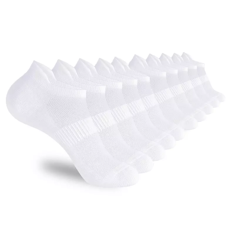 Branco macio fino baixo Top tornozelo meias para homens e mulheres, Casual Sports Running meias, curta-metragem, 5 pares por lote, 10 pares por lote