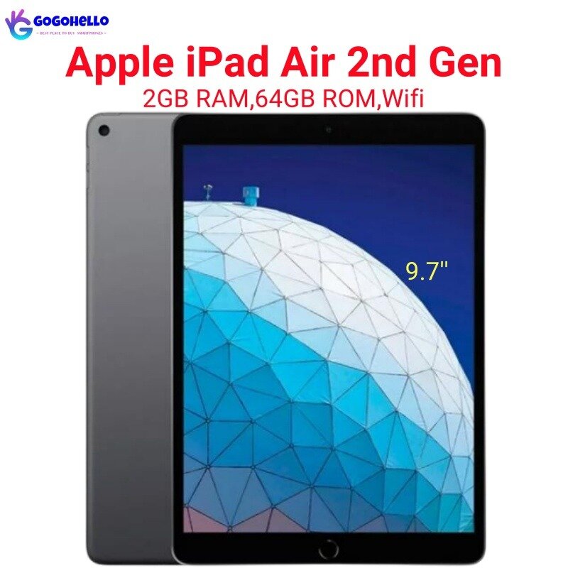 95% nuovo originale Apple iPad Air 2014 iPad Air 2nd Gen Wifi 64GB ROM 2GB RAM 9.7 ''iOS 8.1 IPS LCD Apple A8X Tablet Triple-core