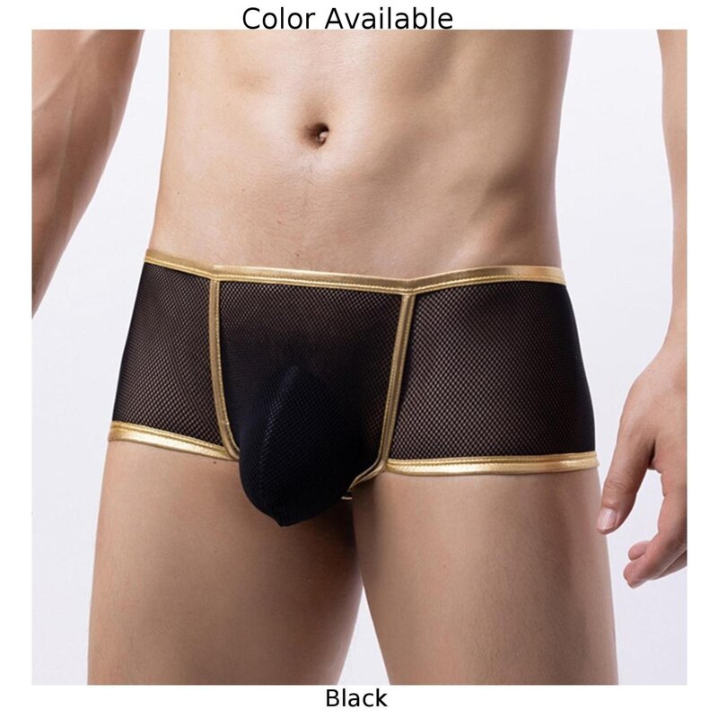 Sexy Flat Boxers Men Mesh U Pouch Underwear Low Waist Briefs Breathable Underpants Panties Lingerie Calzoncillos Hombre