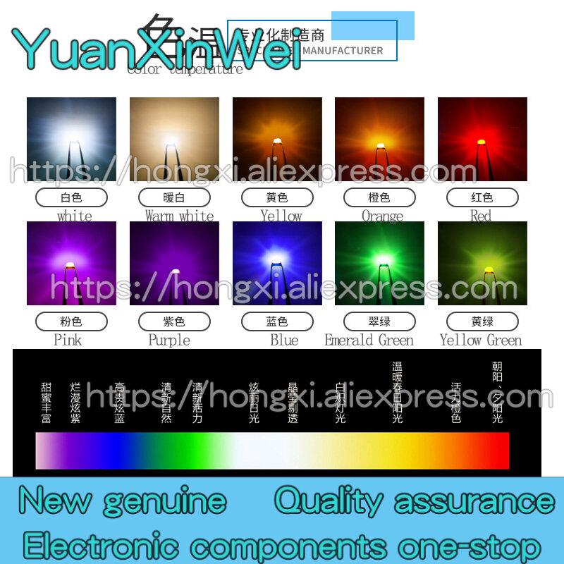 Perle de lampe LED, diodes électroluminescentes, volume 1206, 2835, 3528, rouge, jaune, bleu, vert, blanc, orange, rose, violet, 100 pièces