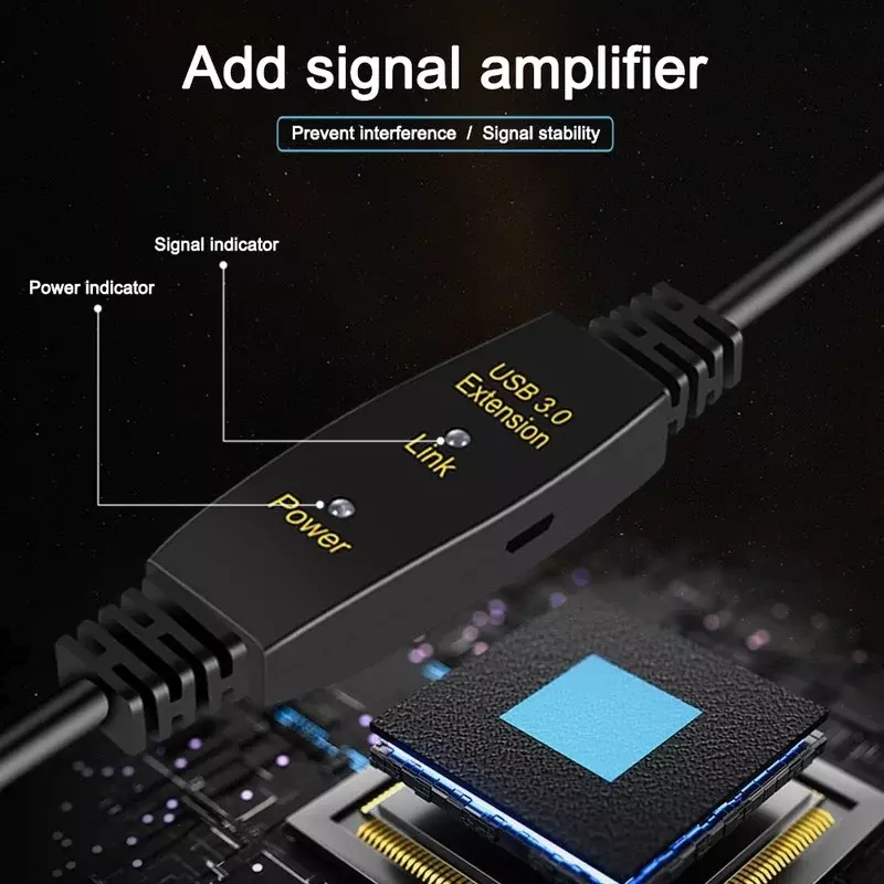Aktywny przedłużacz USB 3.0 5M 10M ze wzmacniaczem USB 3.0 typ A męski na żeński USB 3.0 wzmacniacz i powielacz kabel