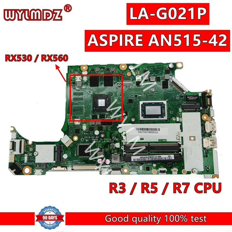 LA-G021P DH5JV Mainboard UNTUK ACER Aspire AN515-42 A315-41G Motherboard Laptop dengan R3 -2200 R5-2500 CPU R7-2700