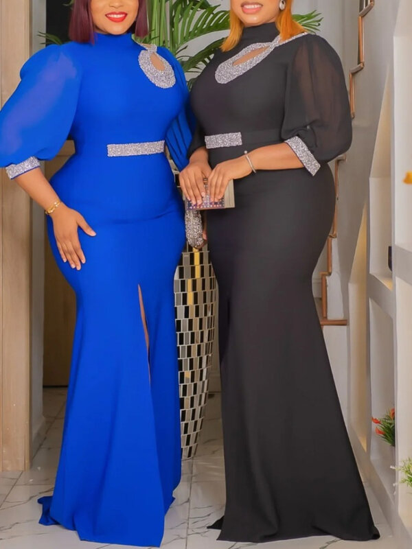 2024 elegan ukuran besar gaun pesta Afrika untuk wanita seksi Bodycon gaun panjang Maxi mode gaun malam pernikahan pakaian Ankara