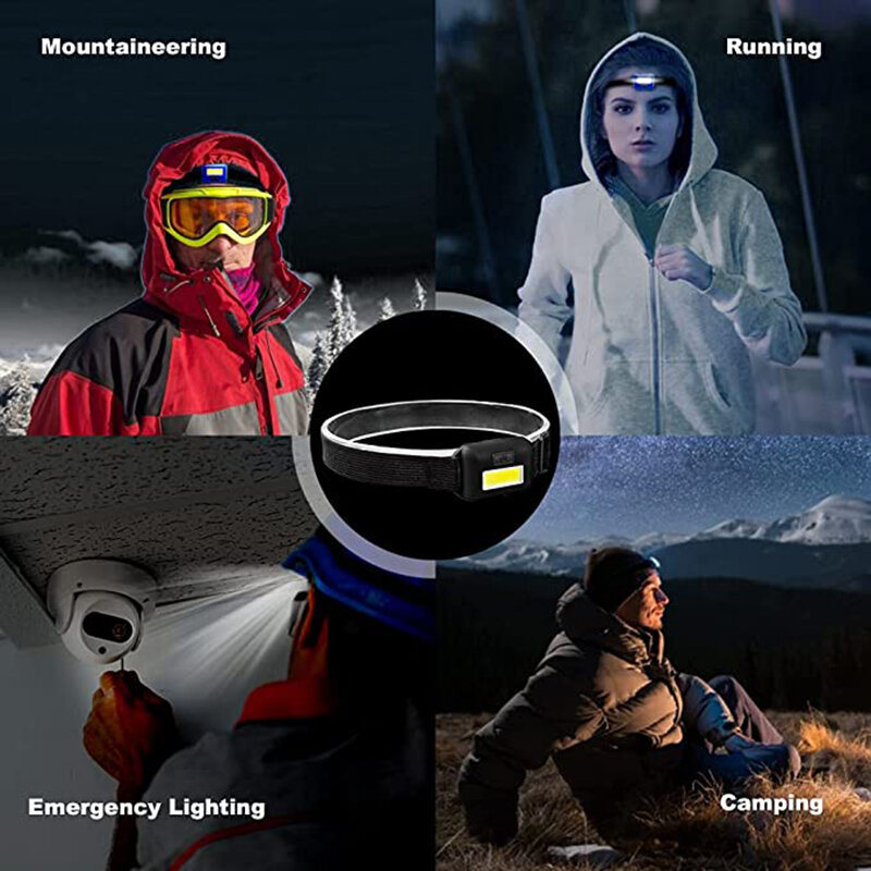 F2 Camping Led Mini Headlights Portable Cob Headlamps Waterproof Head Front Light With 3 Switch Modes Led Lights Christmas Decor