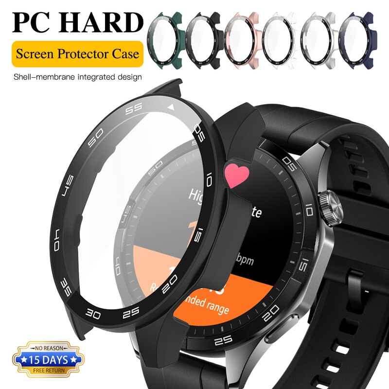Capa protetora para-choques com vidro protetor de tela, acessórios para PC, relógio Huawei GT4, GT 4, 46mm