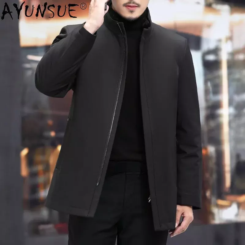 AYUNSUE – Parkas d'hiver en fourrure de vison pour homme, veste longue, chaude et épaisse, noire, Gmm372, 2021