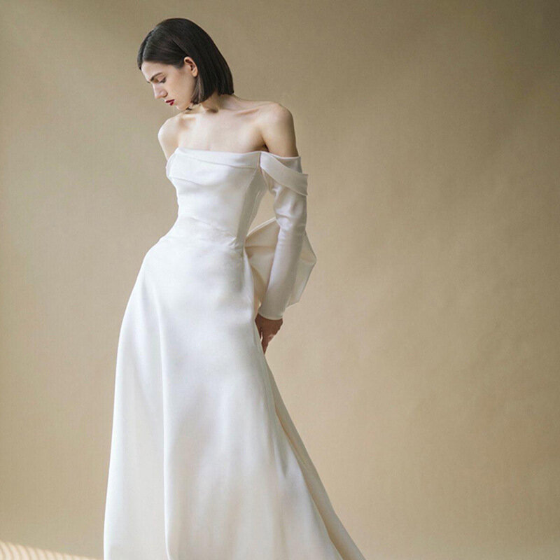 Sexy 2023 Ivory Strapless A-line Wedding Dresses For Women Stain robe de mariée Bridal Gowns Simple vestidos de novia