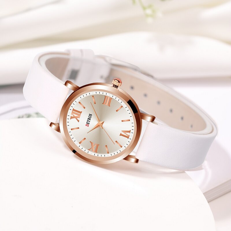 女性のためのミニマリストのファッショナブルなクォーツ時計,茶色の革の腕時計,カジュアルスポーツ,zegarek damski
