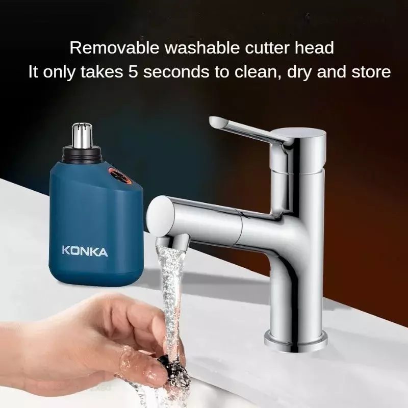 Xiaomi KONKA-Mini recortador de pelo de nariz eléctrico, limpieza de nariz, recortador de pelo de nariz, herramientas de afeitado para hombres, juego de recortador de pelo de oreja y cuello
