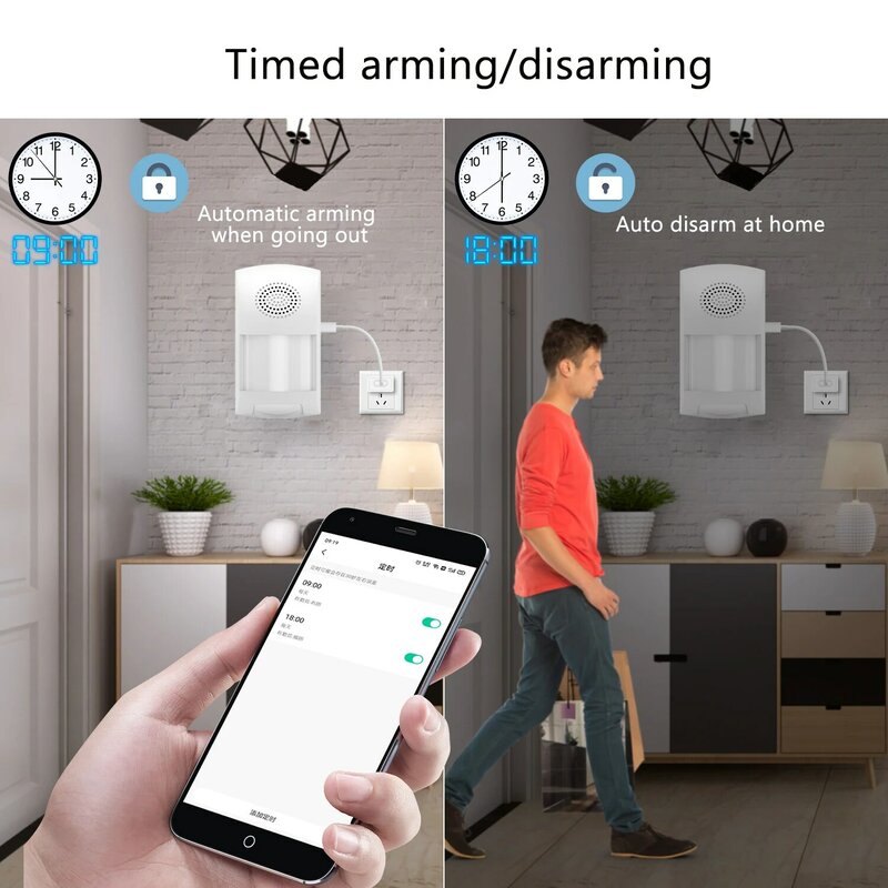 Tuya Smart Wifi Ir Pir Motion Sensor Beveiliging Aanwezigheid Detector Inbreker Geluid Alarmsysteem Smart Leven Controle Timing