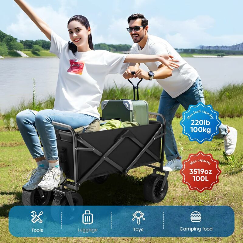 Pet Trolley Garden Trolley Maximum Load 100 Kg Folding Trolley For Holiday Shopping Outdoor Camping and Picnic Trolleys