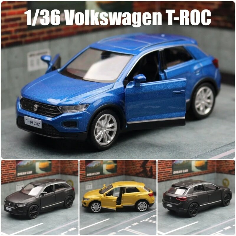 1:36 Volkswagen T-Roc Speelgoedauto Model Diecast Legering Sport Suv Voertuig Miniatuur Pull Back Collectie Cadeau Voor Jongen