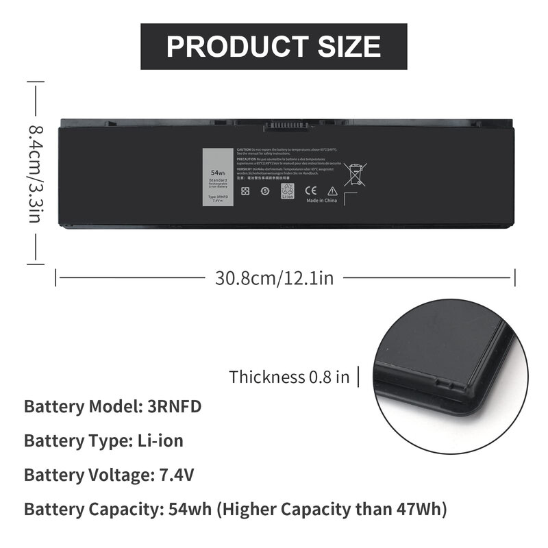 O dużej pojemności 54Wh E7440 3rnfd bateria zamienna do Dell grade 14 E7450 E7420 Series Laptop V8XN3 34GKR 451-BBOG bbbfv 7.4V