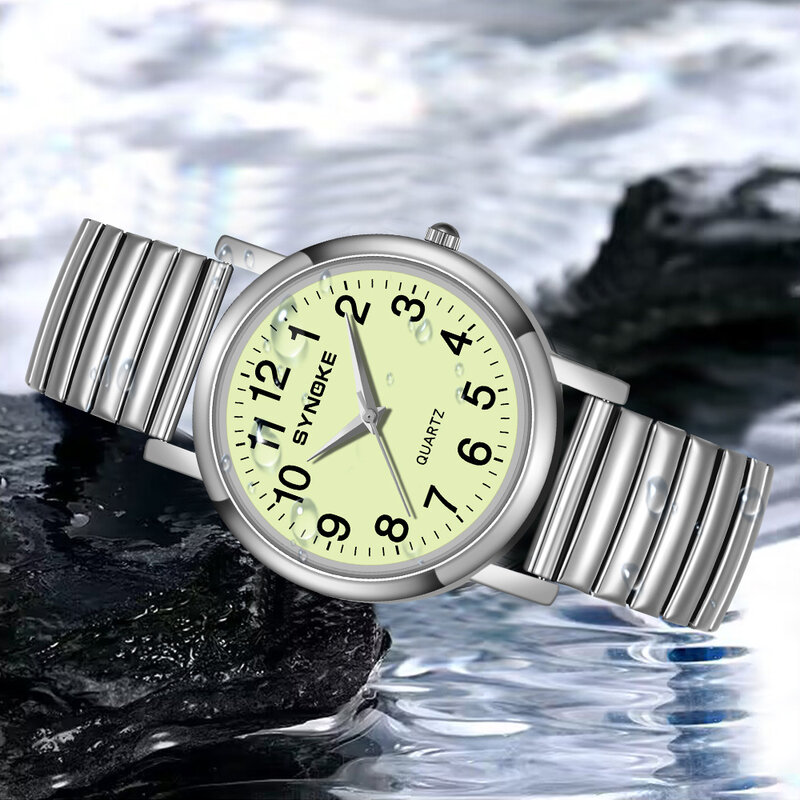 SYNOKE 여성용 우아한 시계, 소형 다이얼, 초박형 쿼츠 시계, 용수철 합금 스트랩, 손목시계