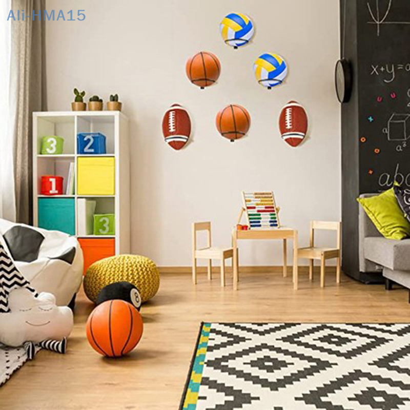 Estante de exhibición de fútbol multiusos montado en la pared, soporte de bola, estante de almacenamiento de baloncesto, ahorro de espacio de hierro, decoración de sala de estar, 1pc