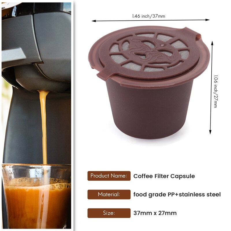 네스프레소 커피 머신용 재사용 가능한 에스프레소 캡슐, 빈 캡슐 리필, 3 개