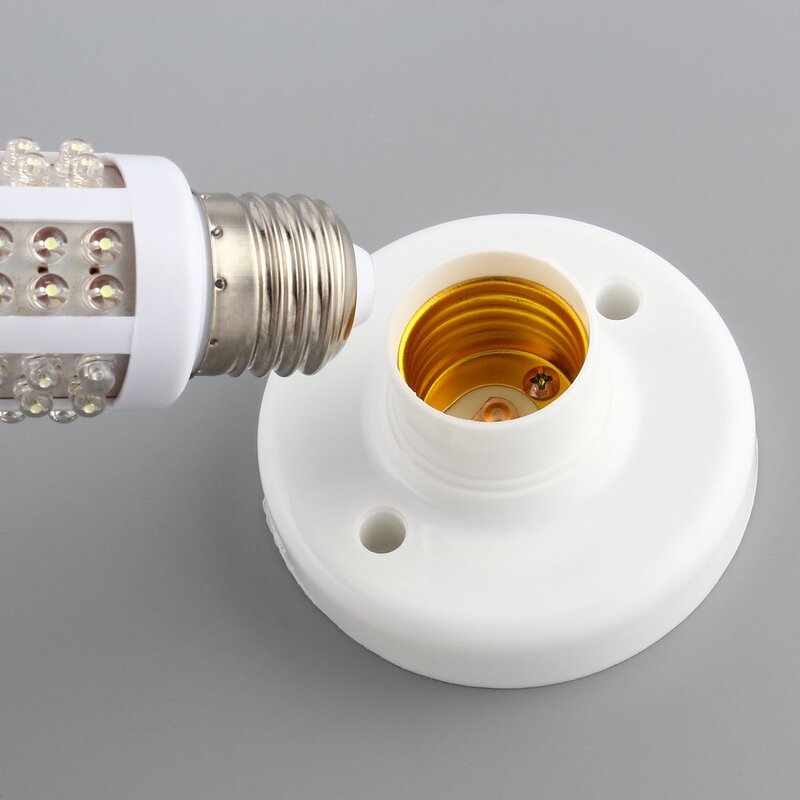1 Stks/partij E27 Schroefdop Fitting Wit Plafond Lamp Lamp Bevestiging Basis Lamphouder Gloeilamp Houder Spiraal Led Lamp Basis