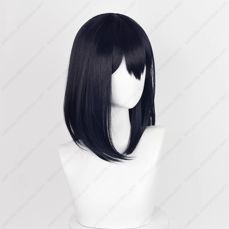 Anime Shimizu Kiyoko Cosplay Wig, Perucas Longas Pretas Azuis, Resistente ao Calor, Cabelo Sintético, 46cm