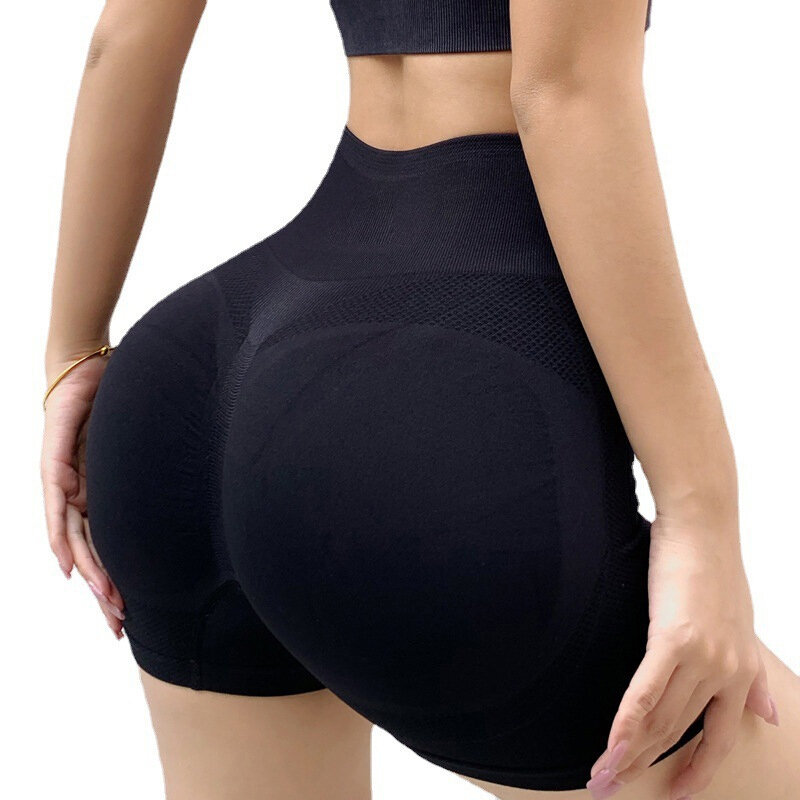 Celana pendek crop Yoga wanita, celana olahraga pinggang tinggi elastis cepat kering