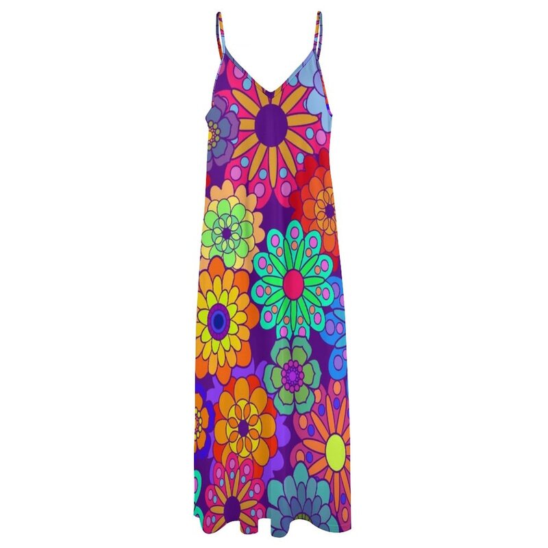 Flower Power-vestido sin mangas de estilo Retro Hippy para mujer, ropa holgada para ceremonia, verano, 2024