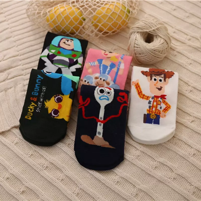 Disney Girl Socks Woody Socks Toy Story Anime Character Cotton Socks College Wind Cartoon Cute Sock