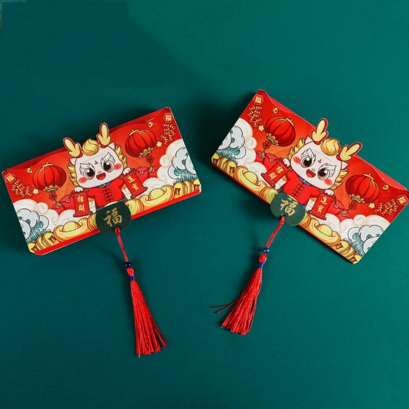 2/6/10slot 2024 drago cinese anno 3D pieghevole busta rossa Festival di primavera tasca rossa borsa per soldi fortunati HongBao regalo di capodanno